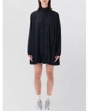 Nike Pleated Dress High Neck Long Sleeves Pockets - Black