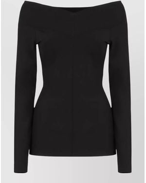 Stella McCartney Stretch Viscose Top Long Sleeve Neckline - Black