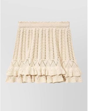 Isabel Marant Ruffled Knit Mini Skirt Neutral Design - Natural