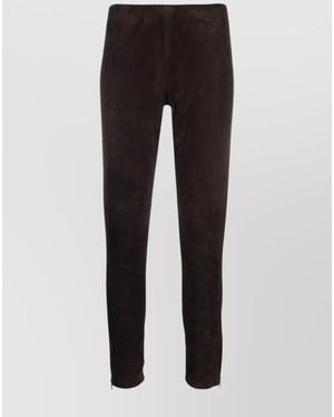 P.A.R.O.S.H. Suede Slim-Fit Trousers - Black