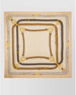 Gucci Silk Twill Printed Square Scarf - Natural