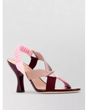 Fendi Colibrì Fabric Sandals Cone Heel Open Toe - Pink
