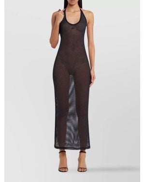 Courreges Cotton Sheer Slim-Fit Halterneck Maxi Dress - Multicolour