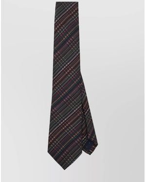 Paul Smith Diagonal Stripes Textured Fabric Tie - White