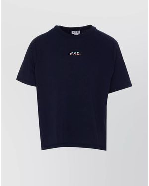 A.P.C. Crewneck T-Shirt With Front Logo Print - Blue