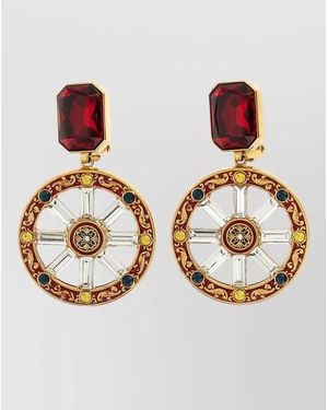 Dolce & Gabbana Ruota Carretto Gemstone Accent Drop Earrings - Metallic
