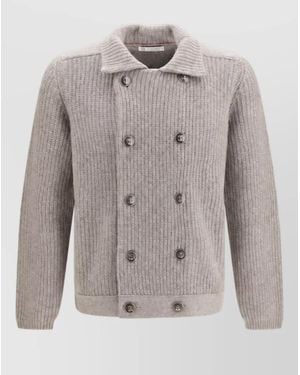 Brunello Cucinelli Cashmere Double Breasted Coat - Gray