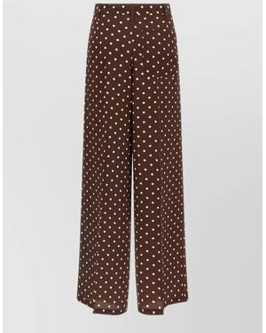 P.A.R.O.S.H. High Waist Polka Dot Wide Leg Trousers - Brown