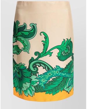 Etro Printed High Waist Knee-Length Skirt - Green