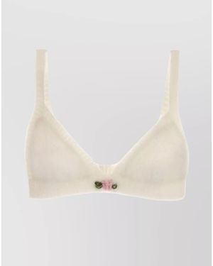 Alessandra Rich Mohair Knit Bra Top - White