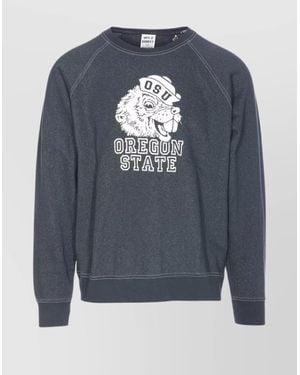 WILD DONKEY Graphic Print Crewneck Long Sleeve Sweatshirt - Blue