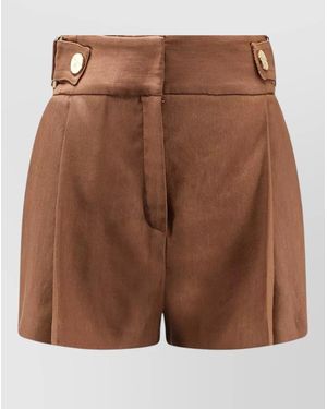 Elisabetta Franchi Linen Blend Pleated Cropped Shorts - Brown