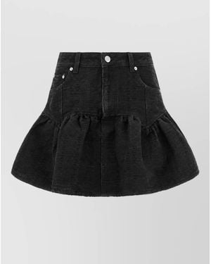 Ganni Lurex Denim Mini Skirt - Black