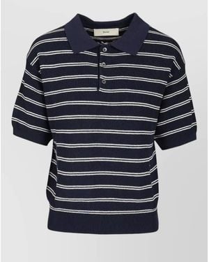 DUNST Cotton Blend Polo Shirt Striped Design - Blue