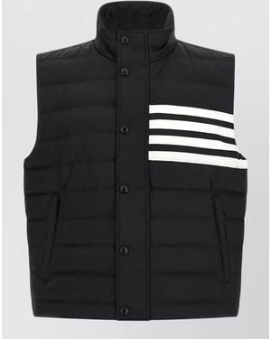 Thom Browne Striped High Neck Padded Sleeveless Vest - Black
