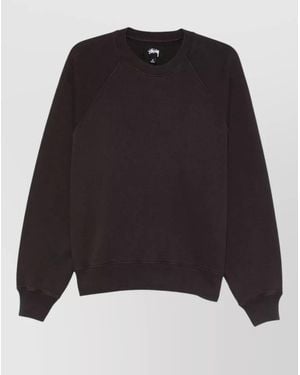 Stussy Long Sleeve Crew Neck Raglan Sweatshirt - Black