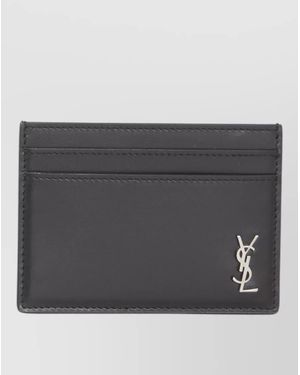 Saint Laurent Calfskin Leather Small Cardholder - Grey