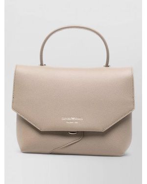 Emporio Armani Small Leather Shoulder Bag Textured Finish - Natural