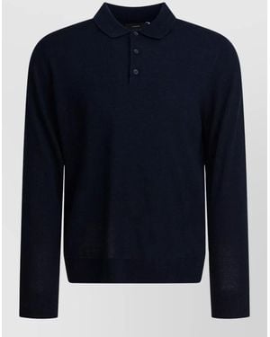 Vince Merino Wool Long Sleeve Polo Jumper - Blue