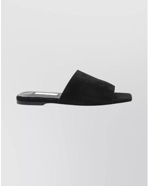 TOTEME Suede Flat Sandals Square Open Toe - Black