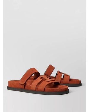 Tory Burch Ines Sport Suede Logo Slide Sandal - Brown