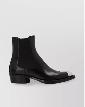 McQueen Leather Punk Boots - Black