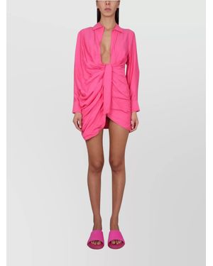 Jacquemus V-Neck Mini Dress - Pink