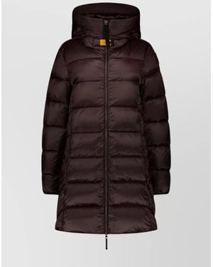 Parajumpers Long Quilted Down Jacket And Hood - Brown