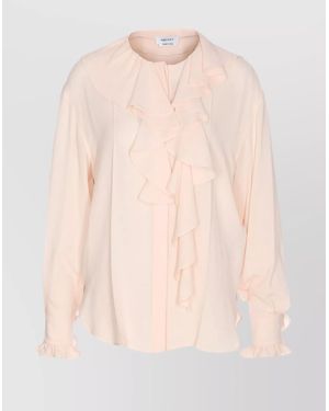 McQueen Silk Ruffled Long-Sleeve Blouse - Pink