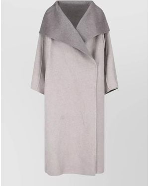 Frankie Shop Wool Funnel Neck Single Breasted Coat - Gray