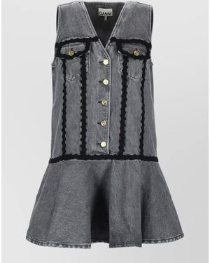 Ganni Cotton Mini Dress - Grey