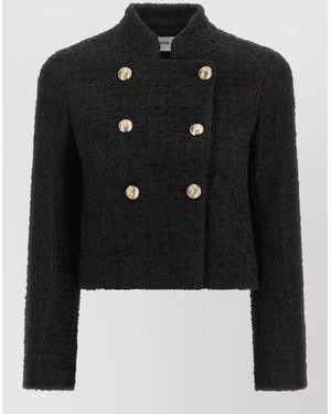 Balmain Tweed Double-Breasted Short Jacket - Black