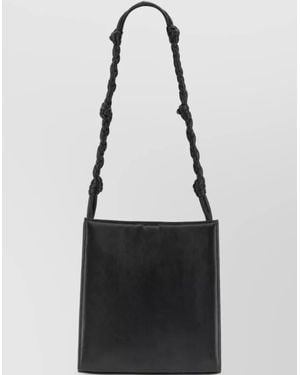 Jil Sander Tangle Medium Leather Shoulder Bag - Black