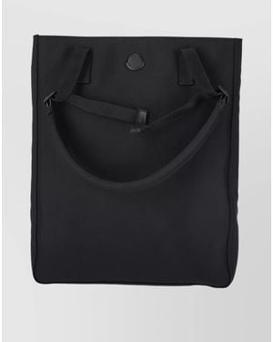 Moncler Spacious Tote Bag With Shoulder Strap And Handles - Black