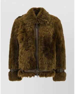 Tom Ford Fur Short Jacket Belted Waist - Green