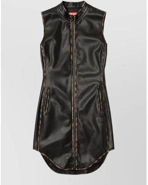 DIESEL Eneas Dress Curved Hem High Neckline - Black