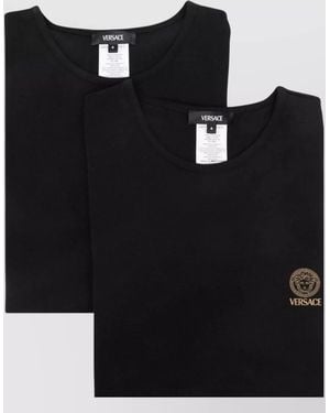Versace T-Shirt Bi-Pack Jersey Topeka Bi-Stretch Cotton Organic New Logo - Black
