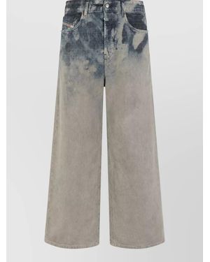 DIESEL Checked Denim Palazzo Jeans - Grey