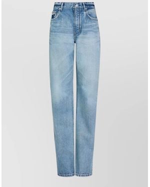 Alaïa Denim Mid-Rise Straight-Leg Maxi Jeans - Blue