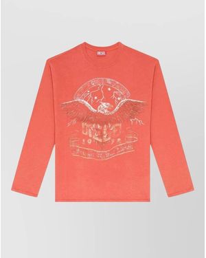 DIESEL Cotton Hemp Graphic Long-Sleeve T-Shirt - Red