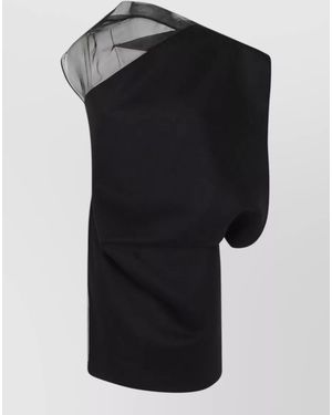 Sportmax Wool Asymmetric Draped Sleeveless Mini Dress - Black
