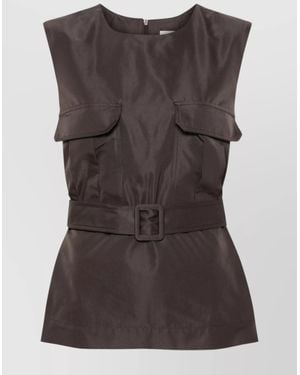 P.A.R.O.S.H. Sleeveless Belted Top - Brown