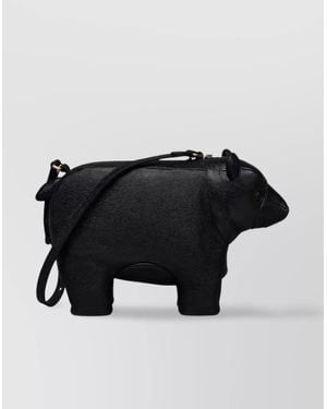 Thom Browne Pebble Grain Leather Shoulder Bag - Black