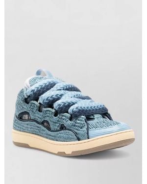 Lanvin Low Top Sneakers Faux Raffia Texture - Blue