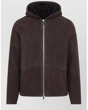 Yves Salomon Lamb Leather Hooded Jacket - Black