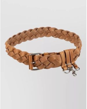 Miu Miu Braided Keyring Adjustable Length Leather Loops - Brown