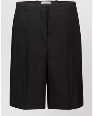 TOTEME Tailored Pleated Shorts Belt Loops Detail - Black