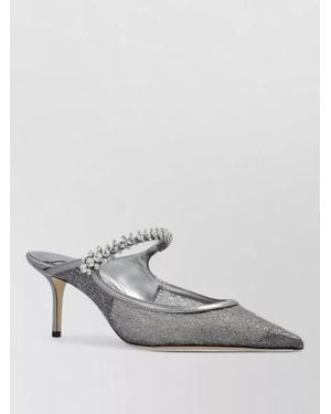 Jimmy Choo Lace Mules Pointed Toe Stiletto Heel Strap - White