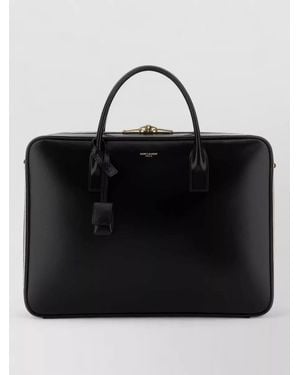 Saint Laurent Leather Messenger Bag - Black