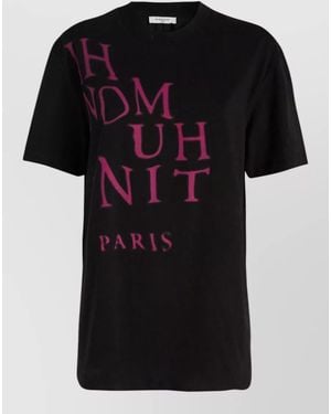 ih nom uh nit Crew Neck Graphic Print Short Sleeve Top - Black